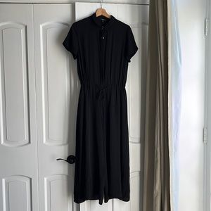Theory Black Silk Collared Jumpsuit, Size M